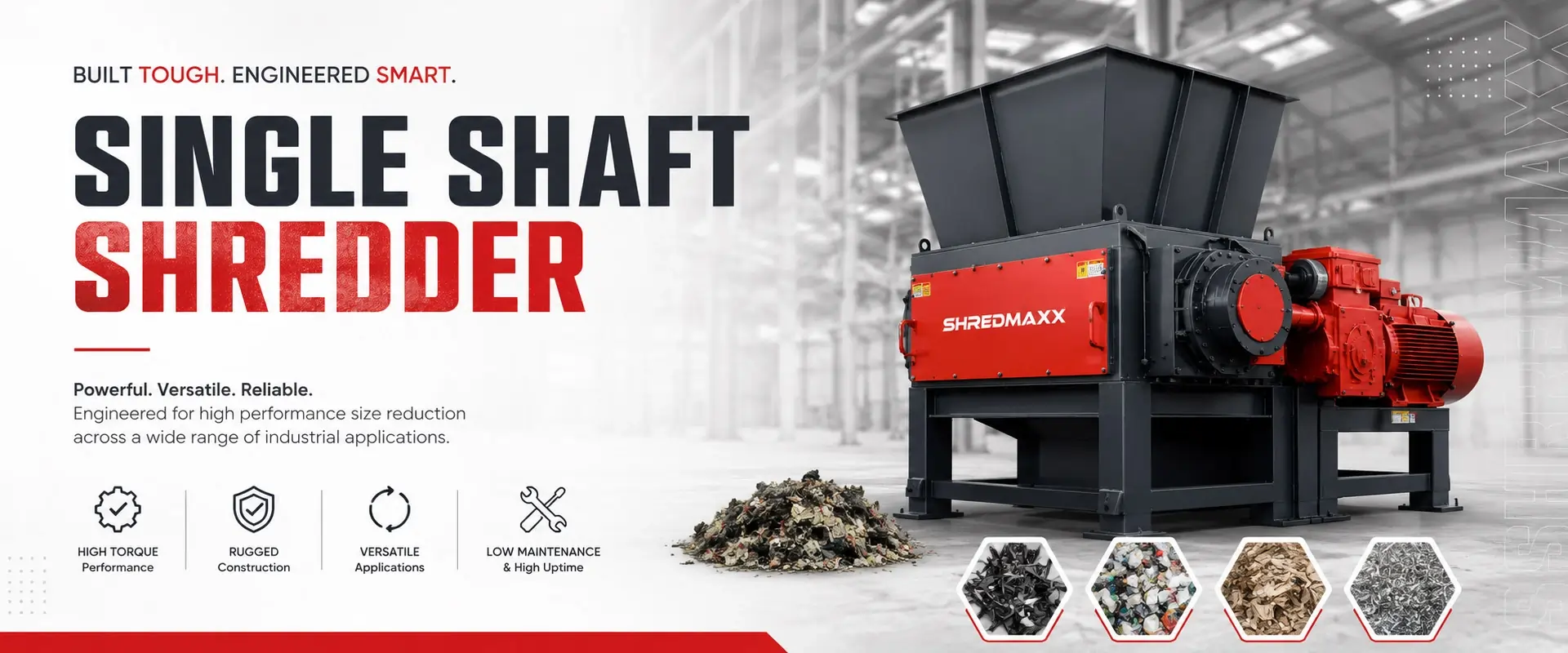 Single Shaft Shredder Machine by ShredMaxx